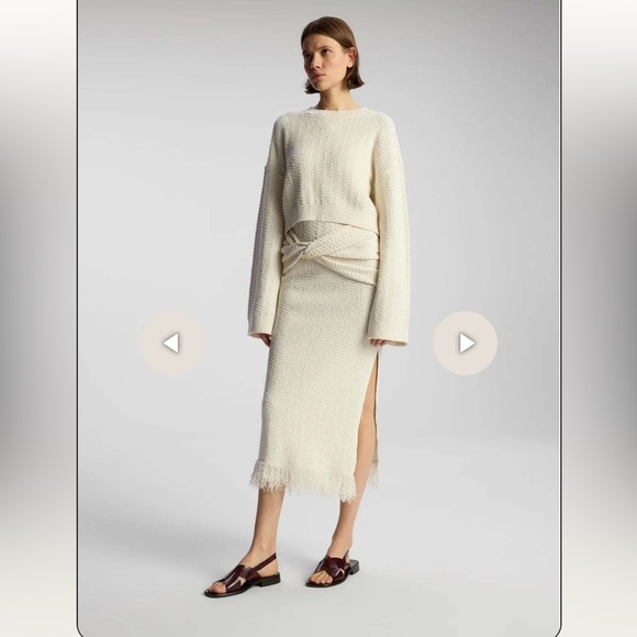 A.L.C Reese Pullover Sweater Medium Cream Beige Textured Neutral Wide Sleeve - Picture 9 of 12